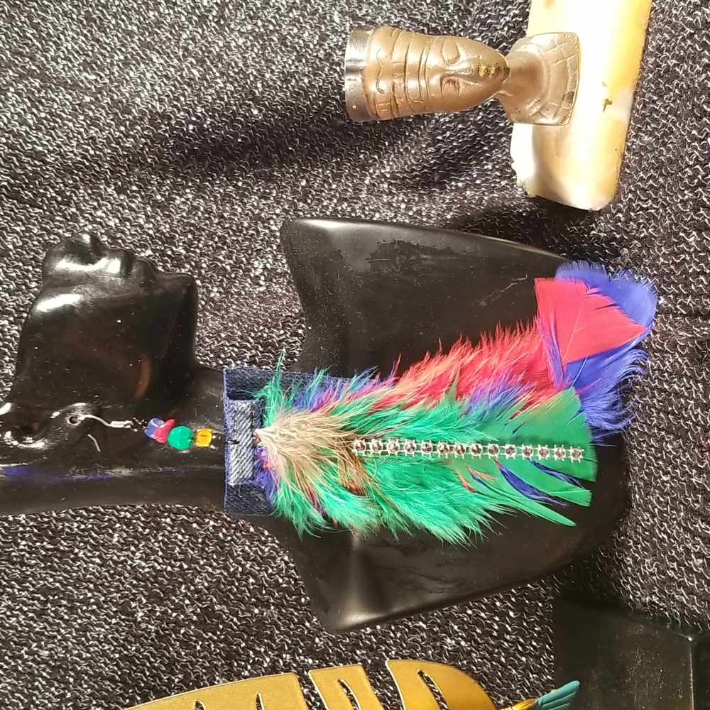 6 INCHES colorful festival feathers with denim fabric earrings